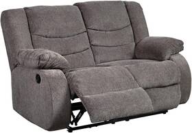 Ashley Furniture 313050928911 Tulen Modern Manual Pull Tab Reclining Loveseat Dark Gray