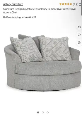 5290621 Ashley Furniture Signature Design By Casselbury Cement Oversized Swivel Accent Chair