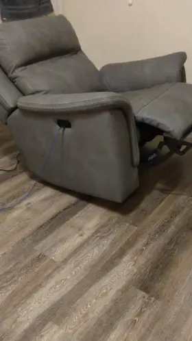 5930113 Ashley Furniture Modern Gray Durapella Power Recliner With Adjustable Headrest