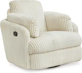 Ashley Furniture Industries 313043192145 Tie-breaker Casual Swivel Glider Recliner With Hidden Storage White