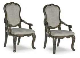 D947-01a Ashley Furniture Industries Maylee Classic Upholstered Dining Arm Chair Set Of 2 Dark Brown