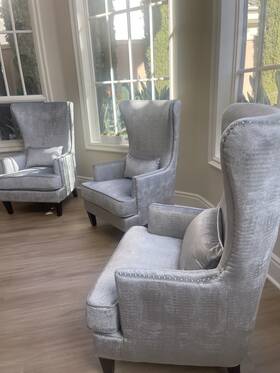 Aston 7k190 Gray Silver Upholstered Velvet Wingback Armchair Accent Chair