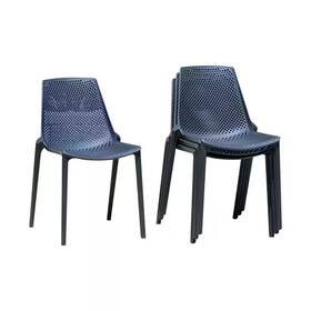 Atlantic 445035113128 Bilbao Stackable Plastic Outdoor Dining Chair In Grey 4-pack