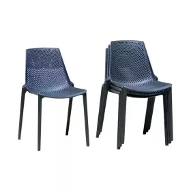 Atlantic 445035113128 Bilbao Stackable Plastic Outdoor Dining Chair In Grey 4-pack