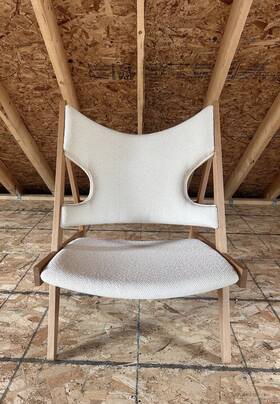 Audo 71058-002407 Knitting Chair By Designer Ib Kofod-larsen Danish Modern Boucl Light Wood