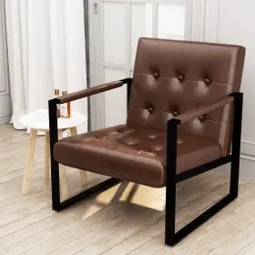 Awqm 755752527649 Accent Chair Tufted Faux Leather With Arms Modern Living Room
