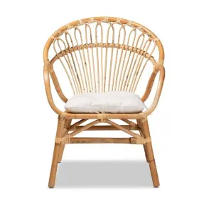 Bali-pari 193271286676 Benicia Rattan Dining Chair Brown Openwork Frame Round Armrests