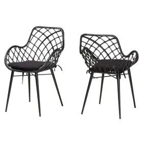 231-2p-12823-hd Bali & Pari Ballerina Black Rattan Dining Chair Set Of 2