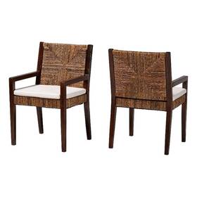 Bali & Pari 267-21003-14577-cymx And Cordoba 2-piece Seagrass Armchairs Wood Dining Chair Dark Brown