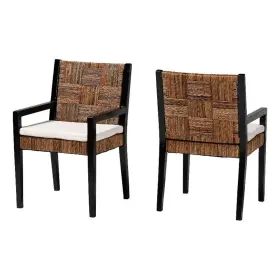 267-21003-14579-cymx Bali & Pari And Raniya 2-piece Handwoven Seagrass Armchairs Wood Dining Chair Black