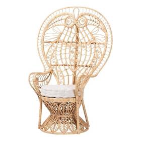Bali & Pari 267-21003-14619-cymx And Kimiko Natural Rattan Peacock Chair With Cushion Wicker Accent