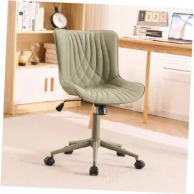 Baolande Inc 658738804737 Deep Green Office Chair Modern Armless Desk With Wheels Adjustable