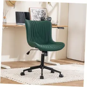 Baolande Inc 762765755495 Dark Green Office Chair Modern Armless Desk With Wheels Adjustable
