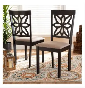 1019c Baxton Studio Samwell Sand Upholstered And Espresso Wood 2-piece Dining Chair Set