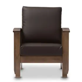 125-6900-hit Baxton Studio Charlotte Faux Leather Chair Dark Brown And Walnut