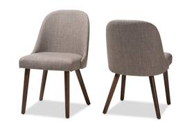 Baxton Studio 144-424-7943-amz Dining Chair Light Grey Fabric Upholstered Walnut Finished Wood