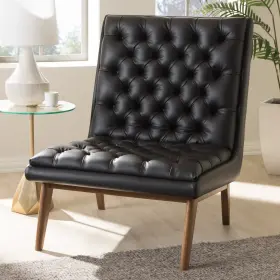 144-7933-ojc Baxton Studio Annetha Mid-century Modern Black Faux Leather Upholstered Walnut F