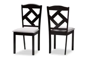 149-8962-amz Baxton Studio Ruth Dining Chair Set Grey/espresso Brown Modern Rubberwood Foam Seats