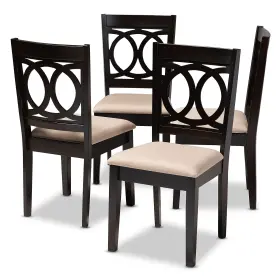 153-4pc-9399-ht Baxton Studio Lenoir Contemporary Fabric Dining Chair Sand Brown And Espresso