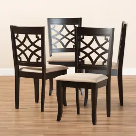 157-4pc-9727-ojc Baxton Studio Mael Modern And Contemporary Sand Fabric Upholstered Espresso Brow