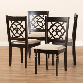 157-4pc-9729-ojc Baxton Studio Renaud Modern And Contemporary Sand Fabric Upholstered Espresso Br
