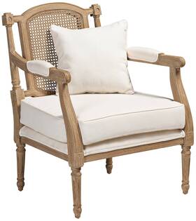 Baxton Studio 158-3125-8849-lplus Clemence Ivory Fabric And Oak Wood Armchair