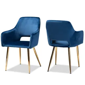 160-9914-amz Baxton Studio Dining Chairs Navy Blue/gold