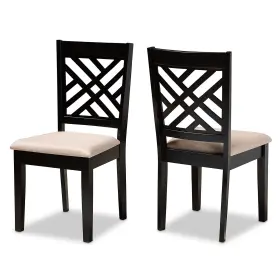 162-2pc-10525ht Baxton Studio Caron Contemporary Fabric Dining Chair Sand Brown And Espresso