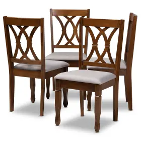 165-4pc-9882-ht Baxton Studio Augustine Modern Fabric Dining Chair Grey And Walnut Brown 4/set