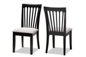 Baxton Studio 166-10522-amz Minette 2-piece Dining Chair Set - Gray Fabric Upholstered