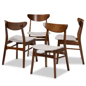 167-4p-10810-ht Baxton Studio Parlin Mid-century Fabric Dining Chair Light Grey And Walnut Brown