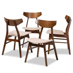 167-4p-10811-ht Baxton Studio Danica Mid-century Fabric Dining Chair Light Beige And Walnut