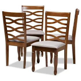 167-4pc-9883-ht Baxton Studio Elijah Modern Fabric Dining Chair Grey And Walnut 4/set