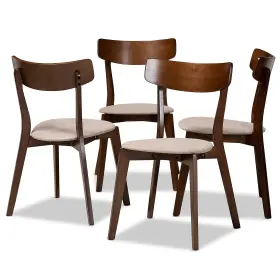 168-4p-10813-ht Baxton Studio Iora Mid-century Fabric Dining Chair Light Beige And Walnut 4/pack