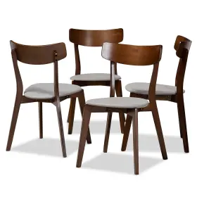 168-4p-10814-ht Baxton Studio Iora Mid-century Fabric Dining Chair Light Grey And Walnut 4/pack
