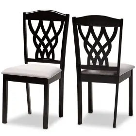 171-2pc-10952ht Baxton Studio Delilah Modern Fabric Dining Chair Grey And Dark Brown 2/set