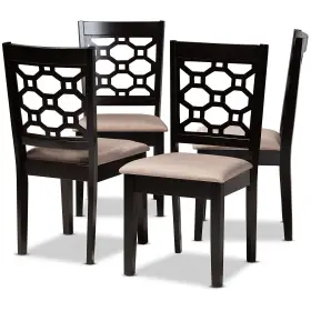 171-4pc-10950ht Baxton Studio Peter Modern Fabric Dining Chair Sand And Dark Brown 4/set