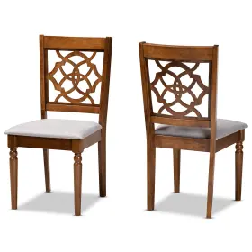 176-10543-amz Baxton Studio Chair And Dining Grey Fabric Upholstered Walnut Brown Finished Wood 2p