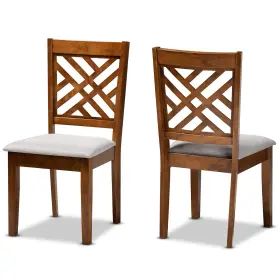 177-10547-amz Baxton Studio Caron 2-piece Dining Chair Set - Grey Fabric Upholstered With Walnut Brown Fi