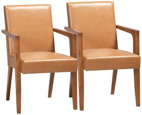 Baxton Studio 182-3125-11401-lplus Andrea Tan Faux Leather Armchairs Set Of 2