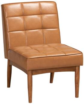 Baxton Studio 184-3125-11347-lplus Sanford Tan Faux Leather Tufted Dining Chair