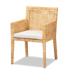 185-11869-hit Baxton Studio Karis Modern Rattan Dining Chair Natural And White