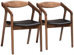 Baxton Studio 188-3125-11679-lplus Harland Black Faux Leather And Wood Dining Chairs Set Of 2