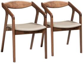 Baxton Studio 188-3125-11680-lplus Harland Gray Faux Leather And Wood Dining Chairs Set Of 2