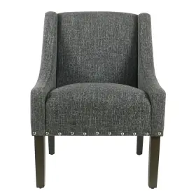 Baxton Studio 193271012107 Homepop Modern Swoop Slate Grey Accent Chair With Nailhead And Contemp
