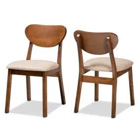 Baxton Studio 193271263820 Damara Mid-century Modern Sand Fabric Upholstered And Walnut Brown Finished W