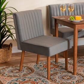 Baxton Studio 214-3125-11959-lplus Alvis Gray Velvet Fabric Tufted Dining Chair