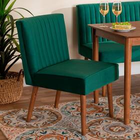 Baxton Studio 214-3125-11961-lplus Alvis Green Velvet Fabric Tufted Dining Chair