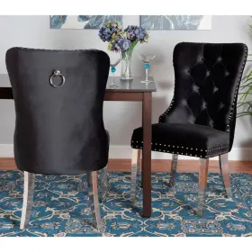221-3125-12909-lplus Baxton Studio Honora Black Velvet Fabric Tufted Dining Chairs Set Of 2