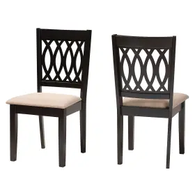231-2p-13206-ht Baxton Studio Florencia Modern Fabric Dining Chair Beige/espresso Brown 2/set